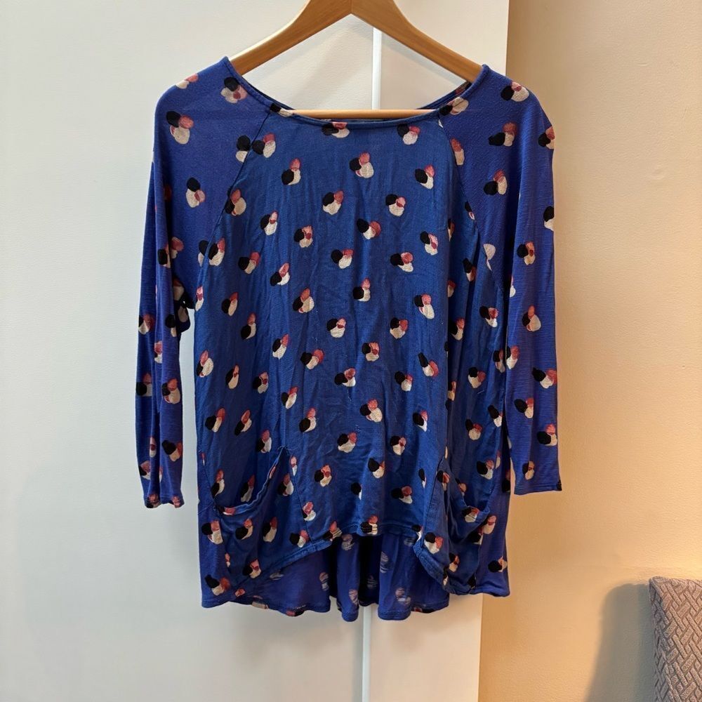 Lucky Brand blue pattered knit top women’s size L